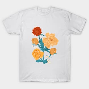 Yellow Florals on Orange T-Shirt